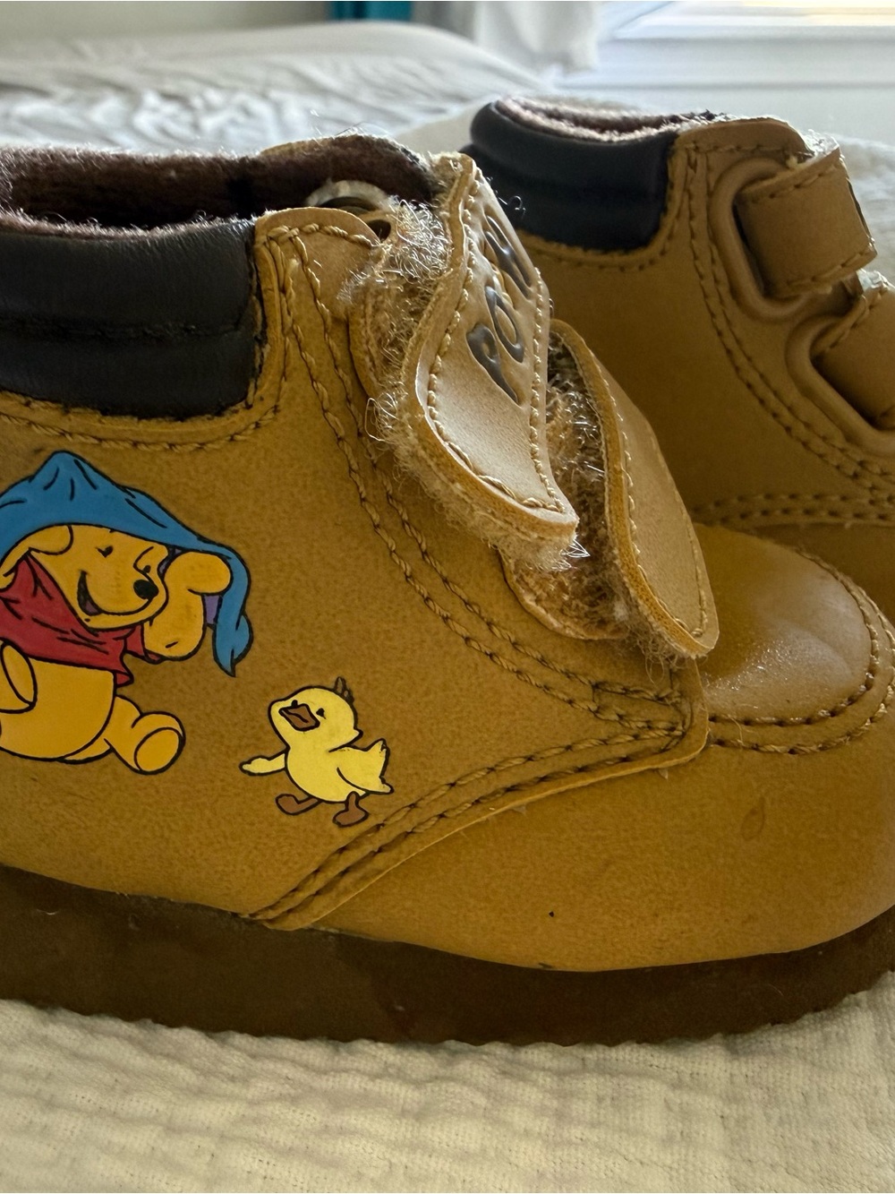 Vintage Winnie-the-Pooh Boots with Hook-and-Loop Closure